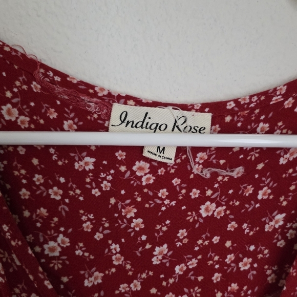 Red Floral Sleeveless Sun Dress Size M - Picture 2 of 6